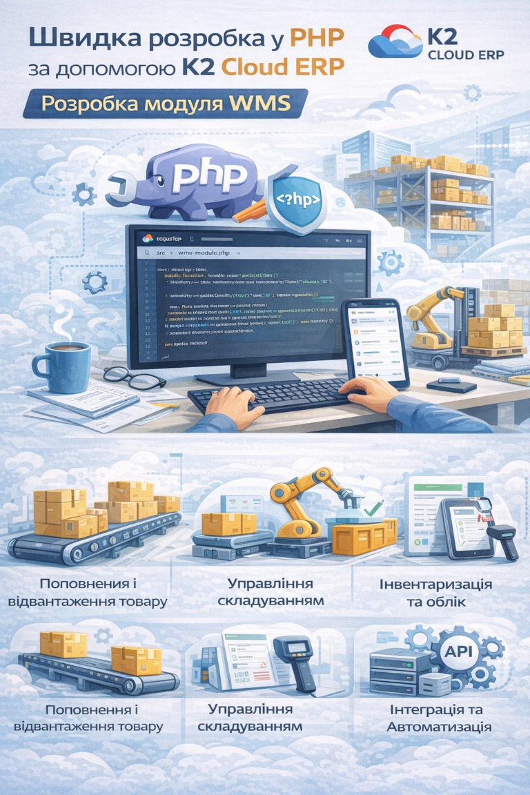 Швидка розробка в PHP за допомогою K2 ERP. Розробка модуля WMS: проблема, ціна бездіяльност…: Швидка розробка в PHP за допомогою K2 ER