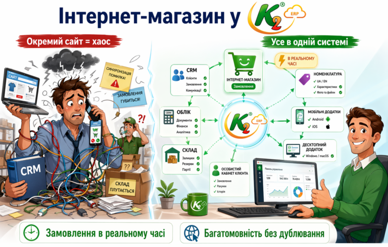Інтернет-магазин у K2 ERP: коли онлайн-реалізація стають частиною єдиної системи, а не окремим головним болем